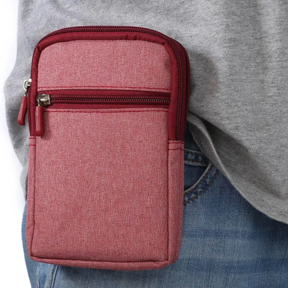 

Carrying Case Outdoor Phone Pouch with Pen Holder Storage Bag Cell Phone Case Zipper Three Layers Mobile Phone Waist Packs