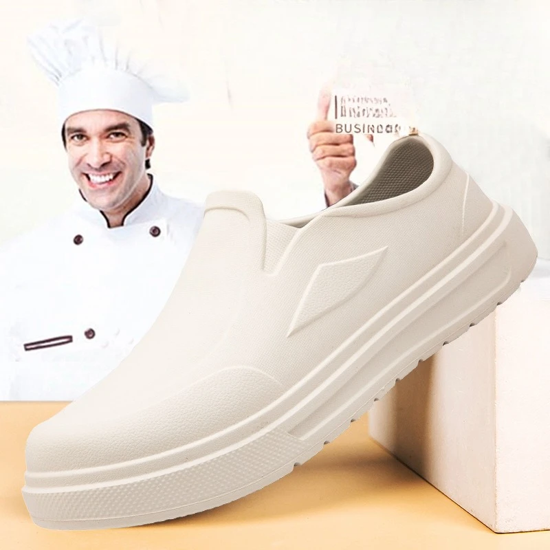 New Men's Chef Shoes Anti Slip Oil Resistant Dirt Resistant Kitchen  Work Shoes Quick Drying Rain  Large Size Breath