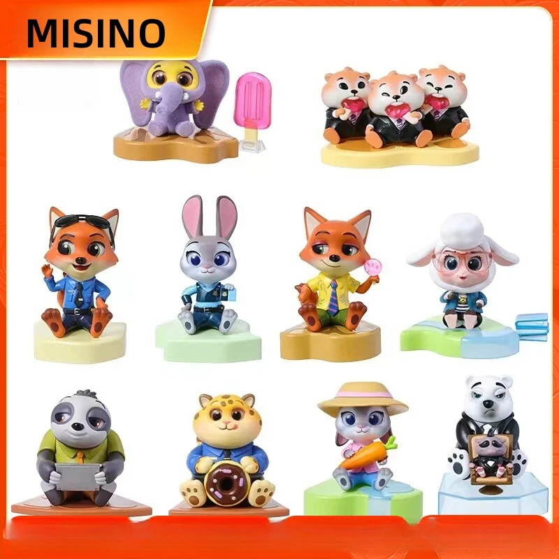 MINISO Prodotto famoso Serie Crazy Zootopia Seduta obbedientemente Scatola cieca Figura Ornamenti Carino Judy Nick