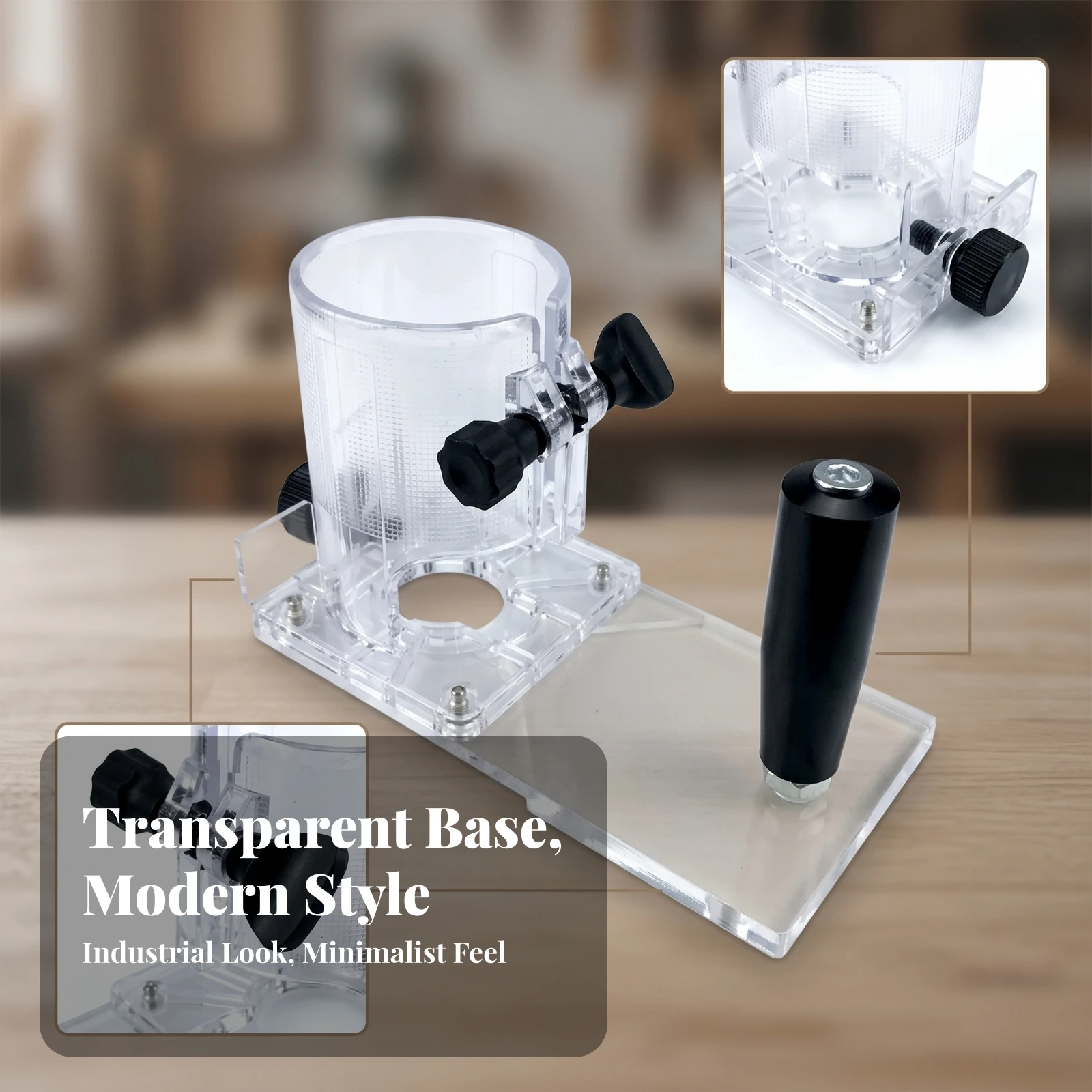 Clear Acrylic Router Base Plate Transparent Trim Router Base Carpentry Accessory Screw-Fastened