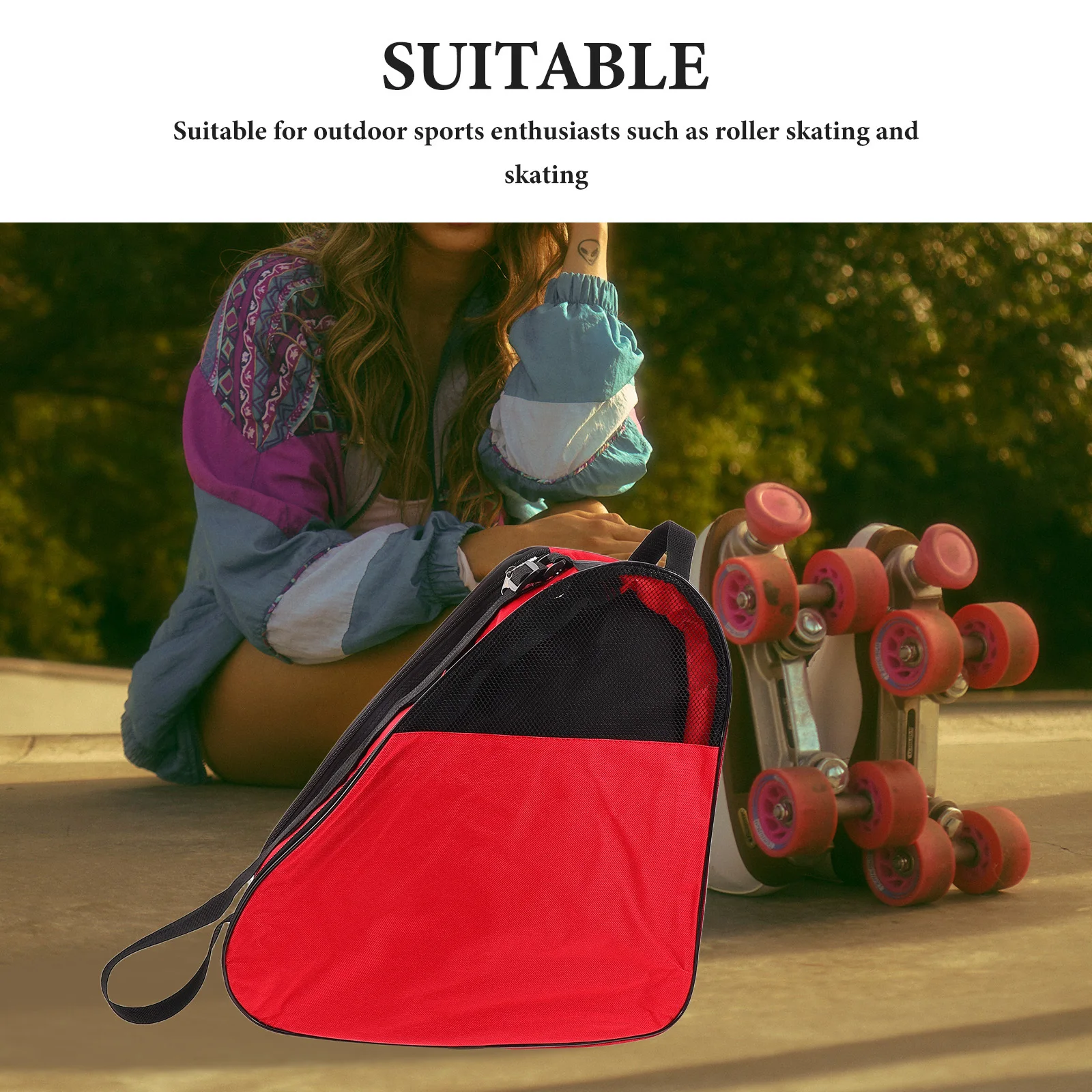 

Roller Skate Bag Women Girls Carrying Roller Skates Ice Skate Inline Skates Backpack Shoulder Bag Lightweight Durable Sports