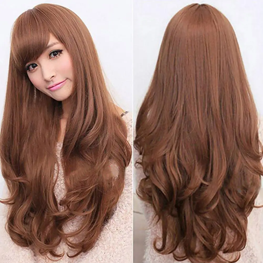 Women Long Wavy Cosplay Wig Long Curly Hair Full Head Set Large Wave High Temperature Synthetic Hair Wigs