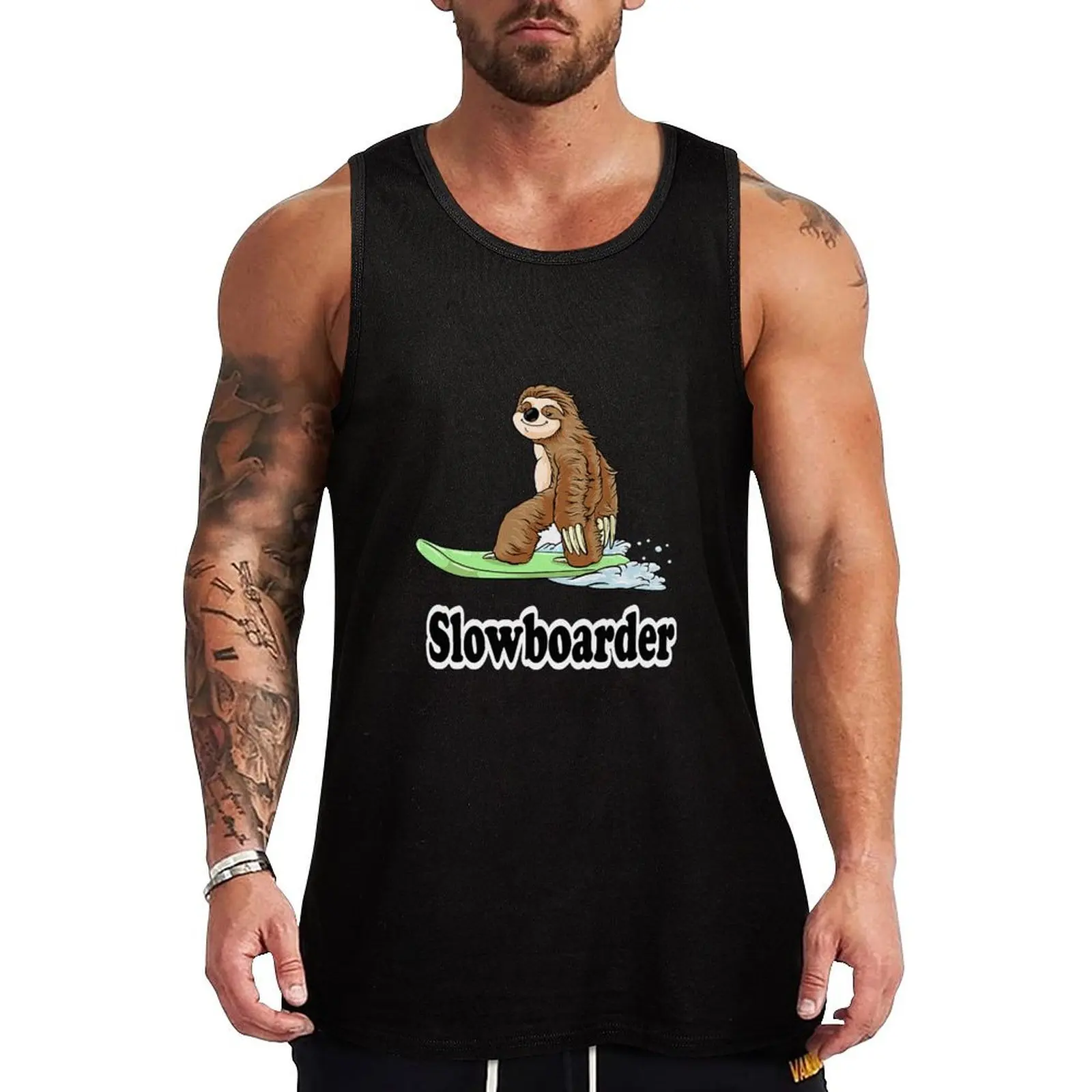 

Slowboarder Funny Snowboard Sloth Tank Top Top gym accessories man Man sleeveless shirt