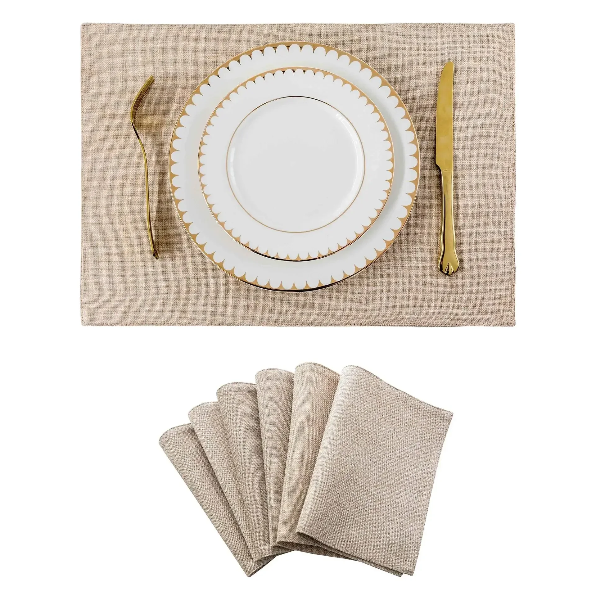 Heat-Resistant Linen Placemat, Light Fabric Table Mat, Kitchen Dining Decor,