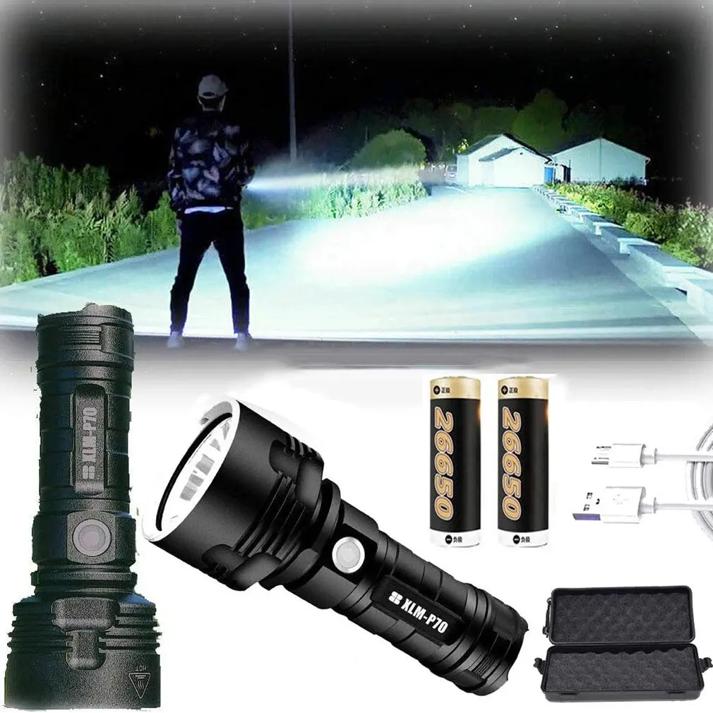 

Super Powerful XLM-P70 LED Flashlight P70 Tactical Torch USB Rechargeable Linterna Waterproof Lamp Ultra Bright Lantern Camping