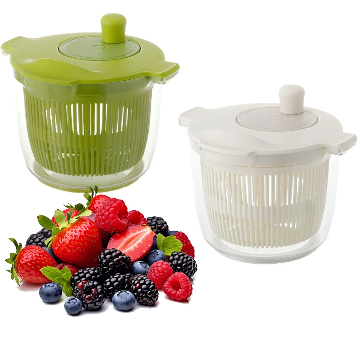 

Salad Spinner Set - Wash, Rotate & Dry Greens - White/Green