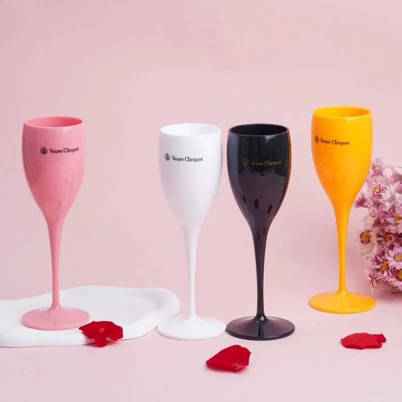 1 PCs Veuve Clicquot Flutes Glasses PP Plastic Wine Glasses Dishwasher-safe White Acrylic Champagne Glass Transparent Wine Glass