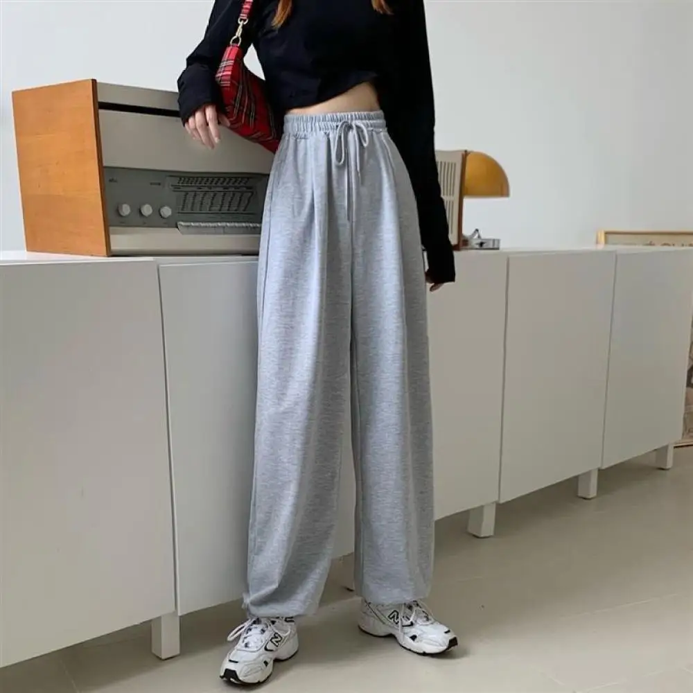 Fashion Casual Joggers Women Wide Leg Trousers Spring Sporty Loose Fit Solid Color Comfortable Oversized Sweatpants