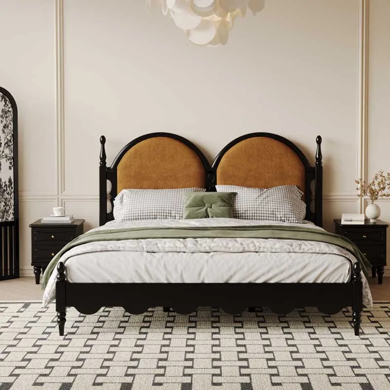 

High End Modern Double Bed Headboard White Leather King Size Twin Bed Frame Platform Wood Sleeping cama de casal furniture