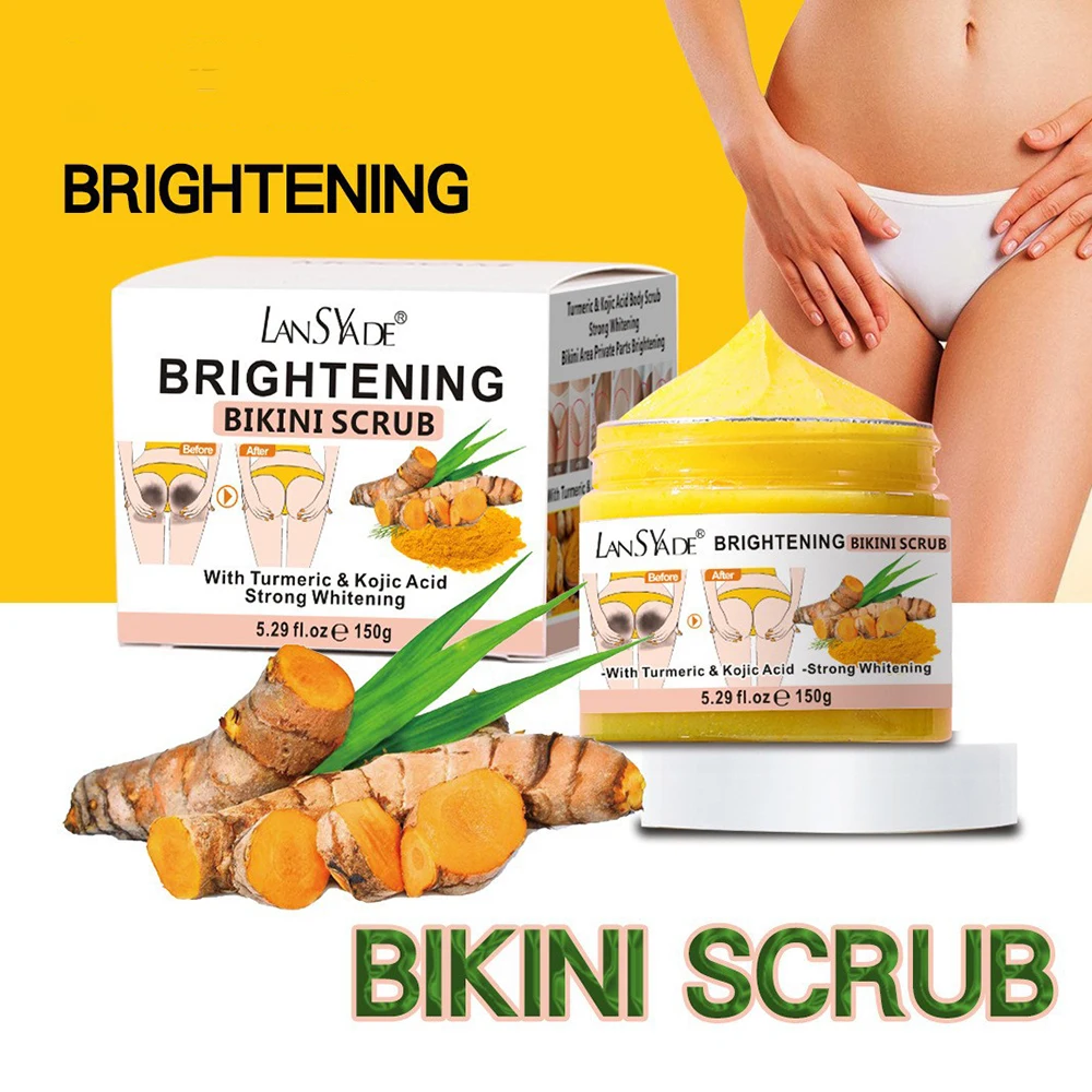 

3Pcs Bikini Turmeric Scrub Body Bath Salts For Cleaning Brightening Body Care Exfoliate Skin Whitening Remove Black Bath Salt