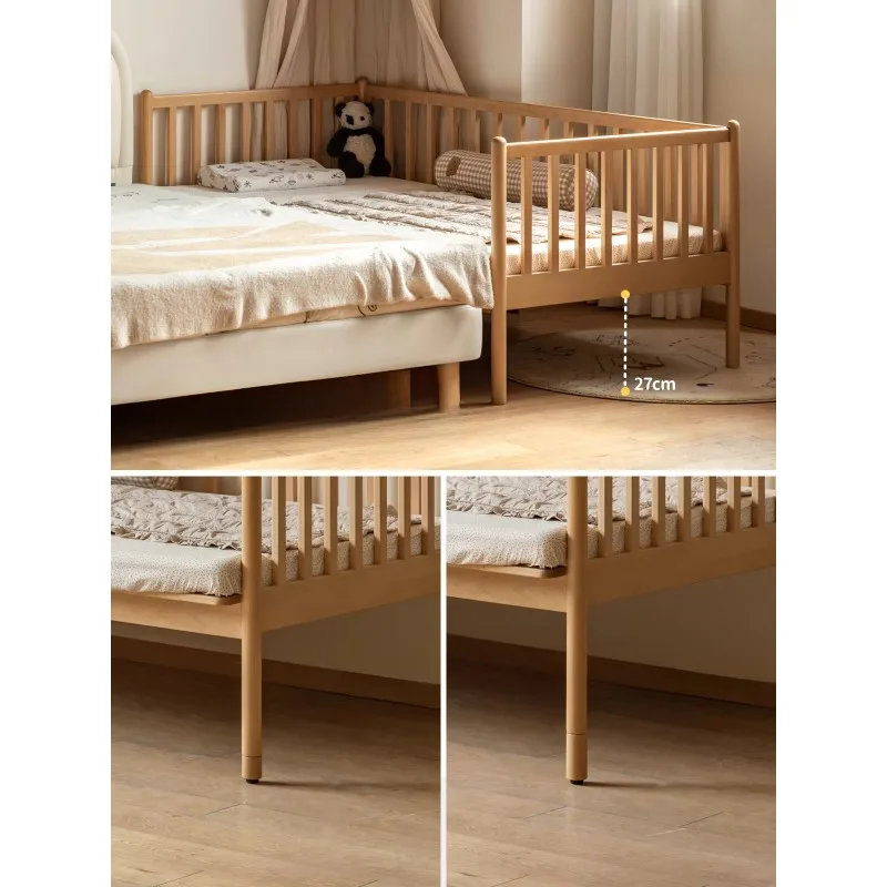 2026 Custom Solid Wood Baby Crib With Guardrail, Connectable Bedside Sleeper For Nursery, Toddler Bed For Boys And Girls