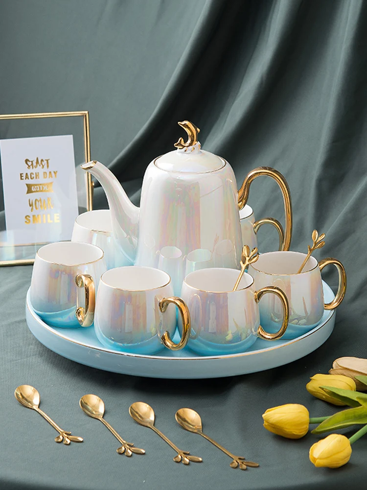 

Light and extravagant ceramic water cups, teapots, teapots, cups, sets, household living room, tea sets, water sets, modern