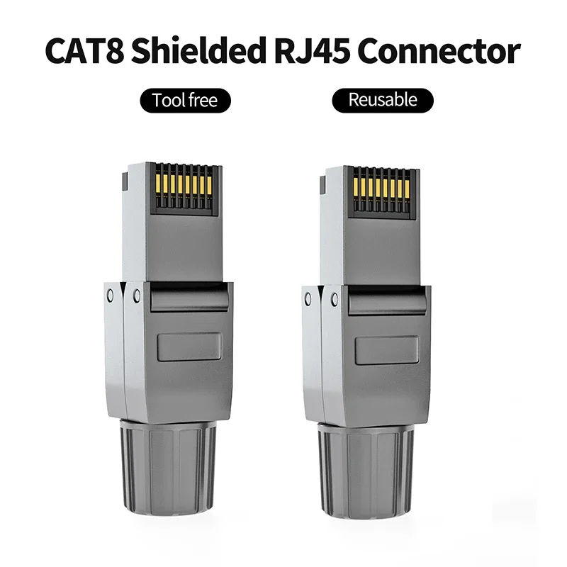 Cat7 Cat8 Industrial Ethernet RJ45 Connectors Toolless Shielded Field Plug Tool Free Easy Metal Termination Conector