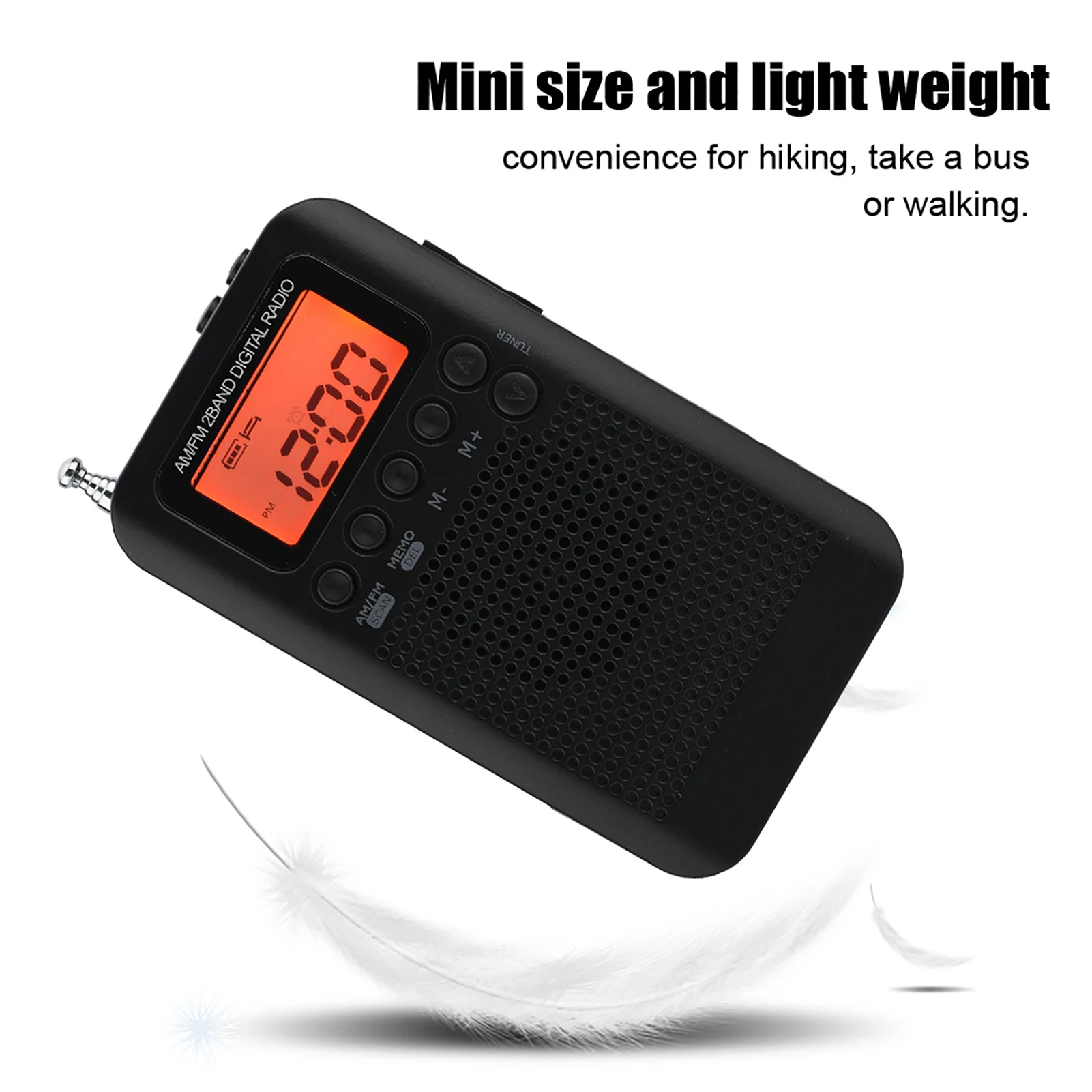 AM FM Digital Radio 2 Band Stereo Radio Digital Tuning Radio Pocket Radio Portable ICD Screen AM / FM Stereo Receiver