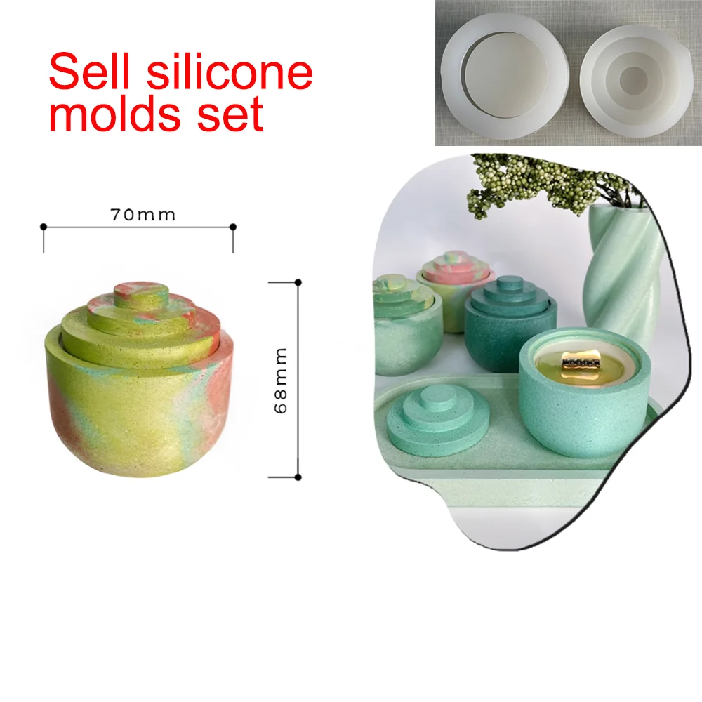 Aromatherapy Candle Jar Silicone Mold Set 3D Textured for Cement/Gypsum Diffusers, Thick & Reusable Wedding Decor Concrete