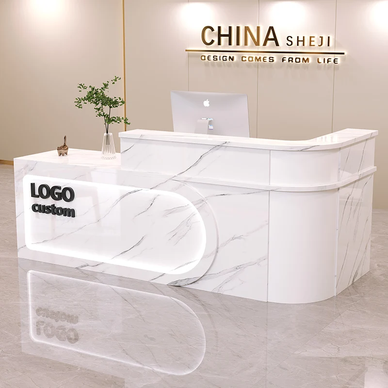 

European Simple Desk Table Exquisite Beauty Luxury Storage Reception Desk Modern Fashion Tresen Rezeption Office Furniture