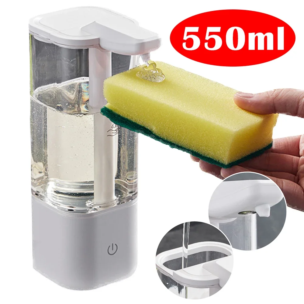 550ML Automatic Soap Dispenser Touch-Free Infrared Induction Soap Lotion Dispenser Waterproof Self Cleaning Kitchen Accessories