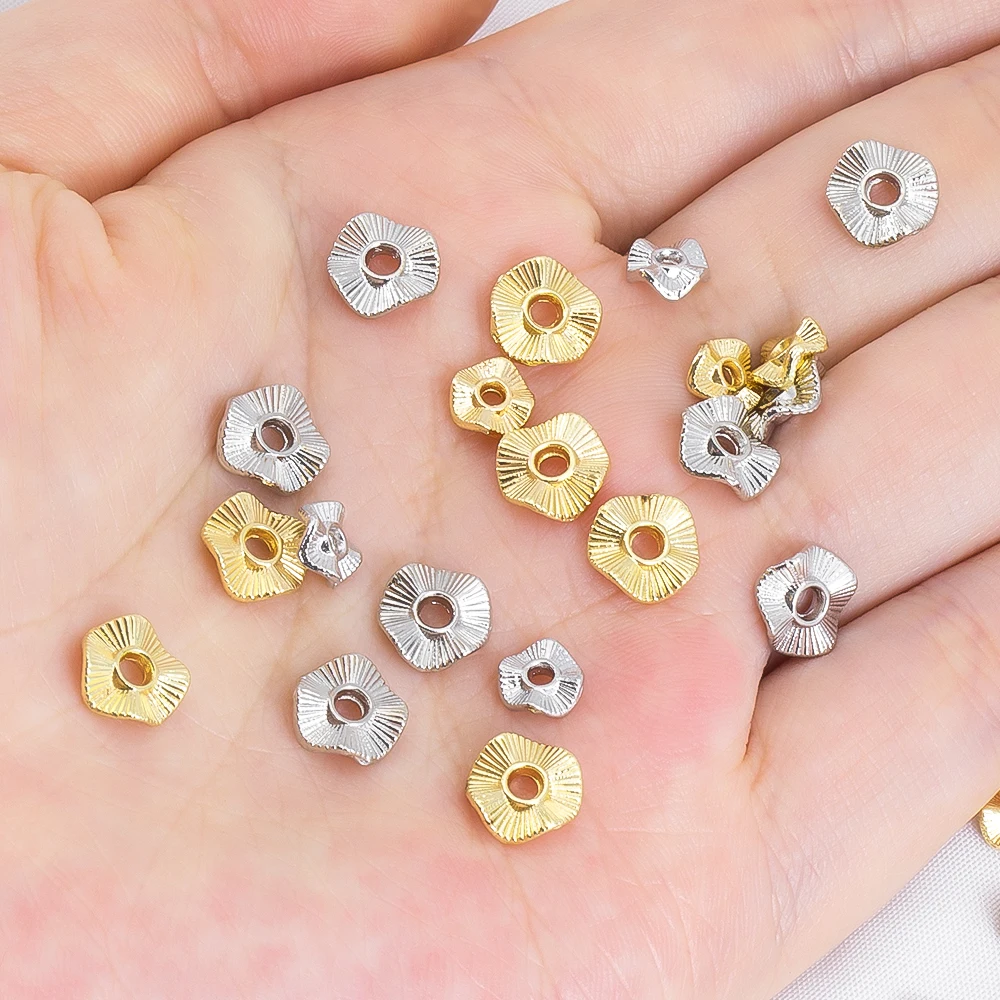 20/30/50Pcs Gold Color Plated Metal Wave Shape Spacer Beads For DIY Jewelry Making Bracelets Beads Separator Beads Accessories view 5