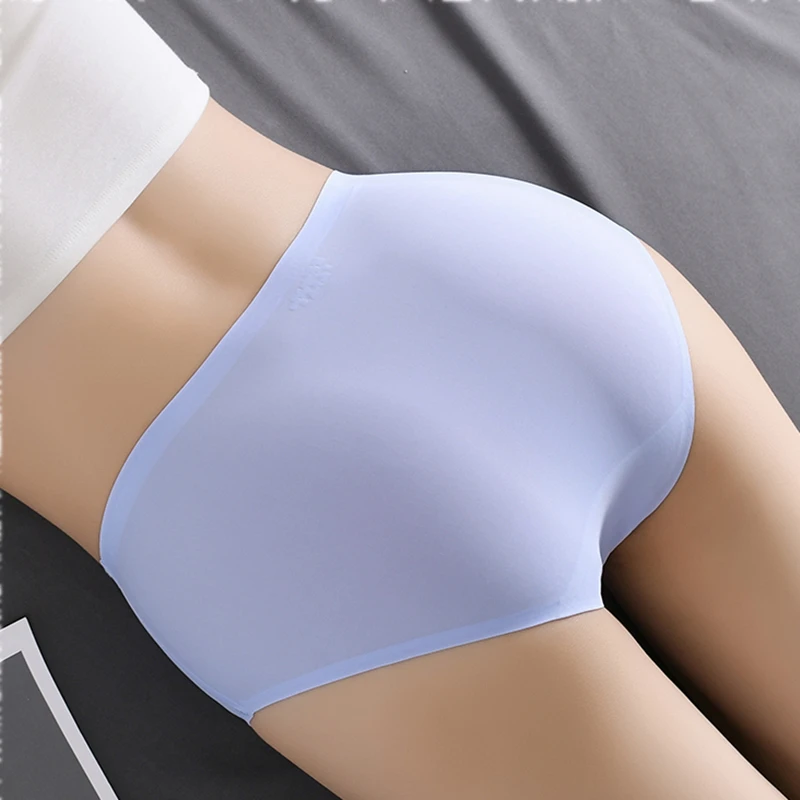 12PCS women\'s Ice silk Seamless Underwear Panties Sexy for women Low-waist Briefs Plus size summer smooth traceless lingerie