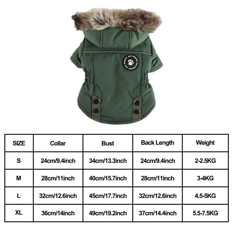 Cat Dog Doggie Down Jacket Hoodie Coat Pet Clothes Warm Clothing For Small Dogs Winter Thick Padded Warm Coat Vest Clothes For