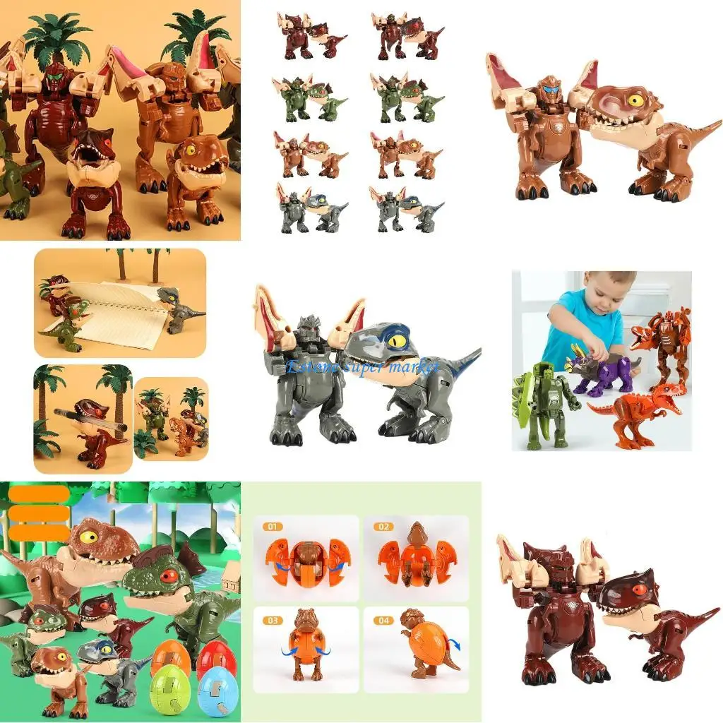 

090B Dinosaur Figures Toy Robot Children Birthday Transforming Robot Action Figure