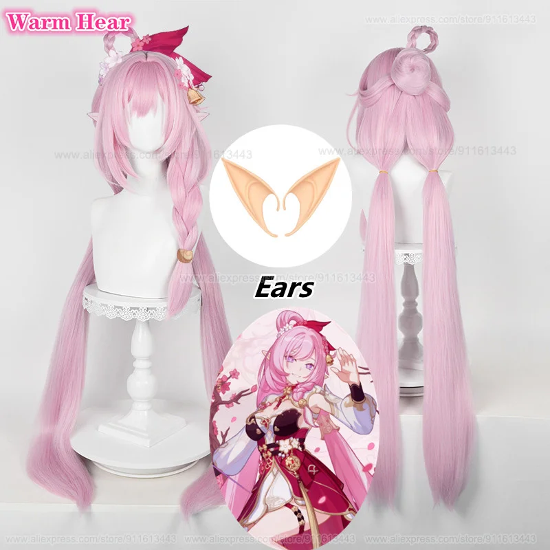 New Design Elysia Cosplay Wig Game WigsLong 110cm Pink Cosplay Anime Wig Heat Resistant Synthetic 2023 Wigs +Wig Cap