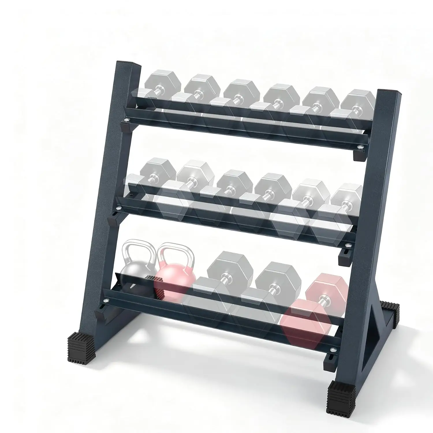 3-Tier Adjustable Dumbbell Rack, Heavy Duty Weight Rack Home Gym