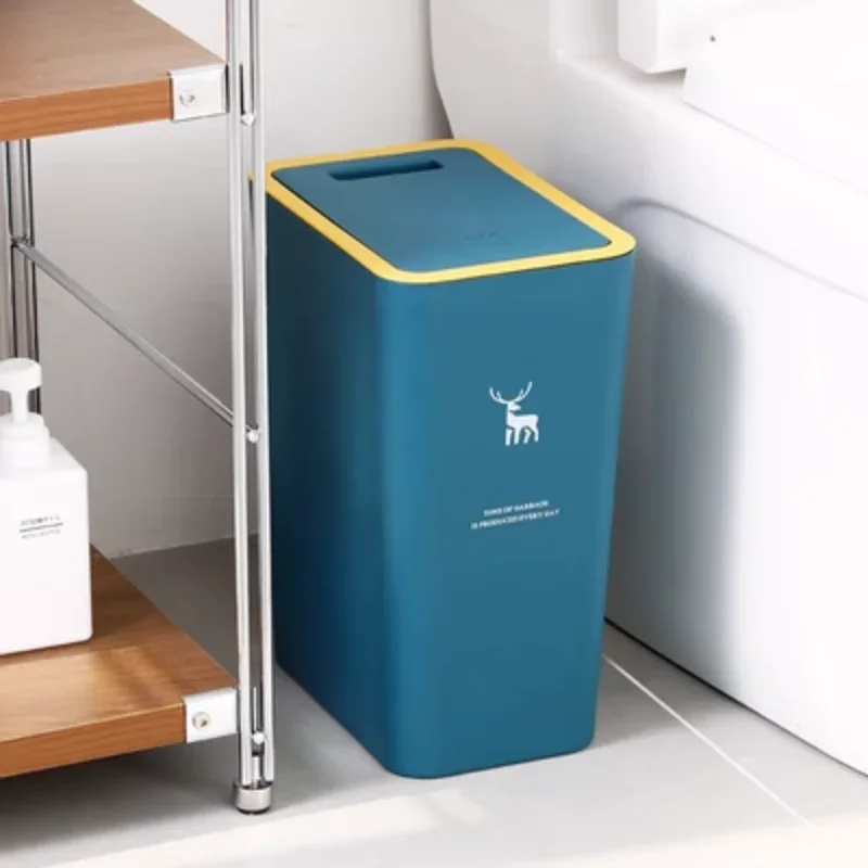 

Trash Press-type Waterproof Lid Style Wastebasket Rectangular Nordic Kitchen Can Bathroom With Recycling Home