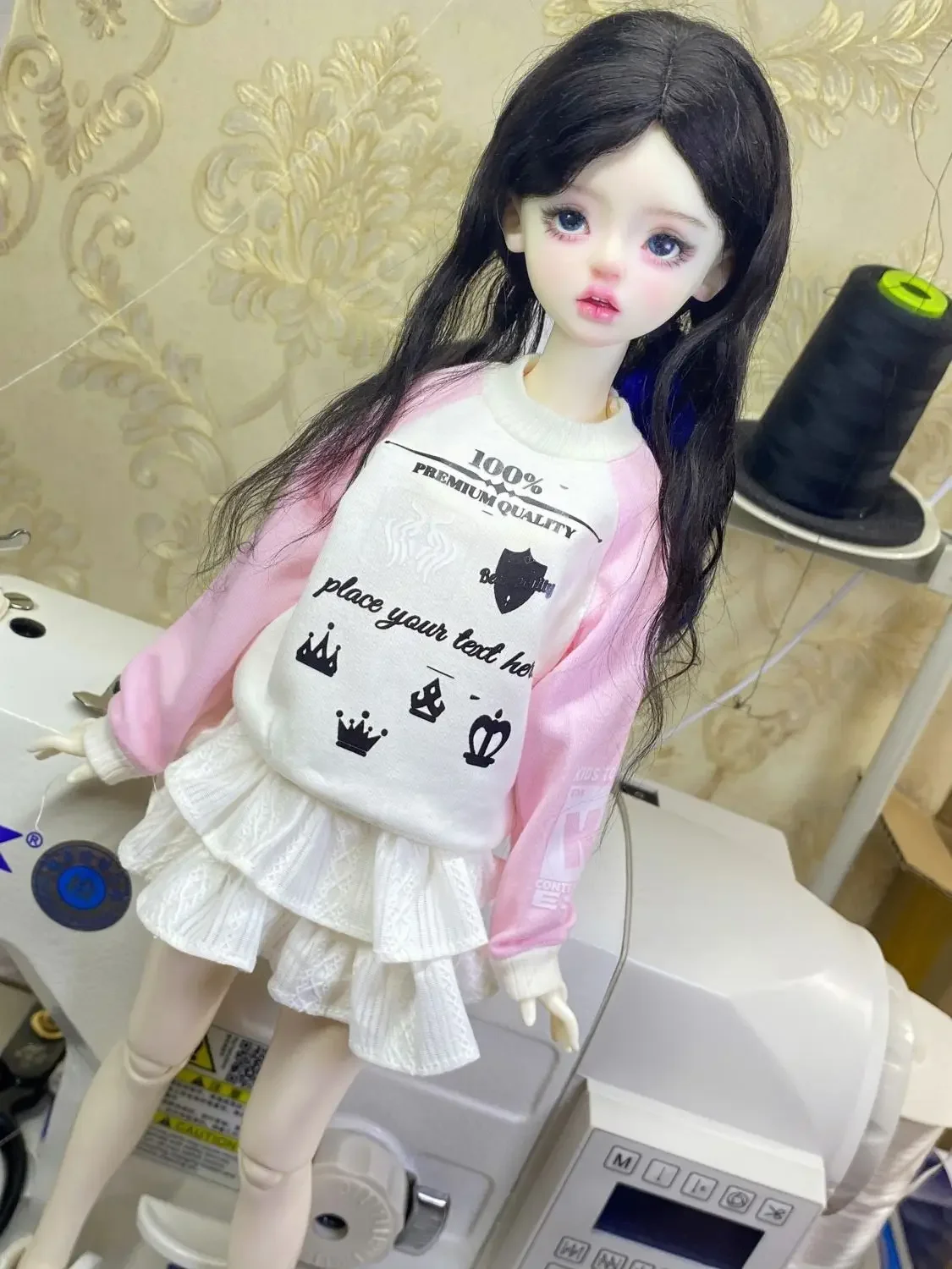 1/4 poppenkleding pak hoodie + korte rok set voor 45 cm bjd pop meisje speelgoed aankleden speelhuis mode pop accessoires, geen pop