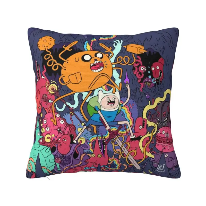 Custom Finn And Jake Cushion Covers Sofa Home Decorative A-Adventure Time Square Pillow Cover