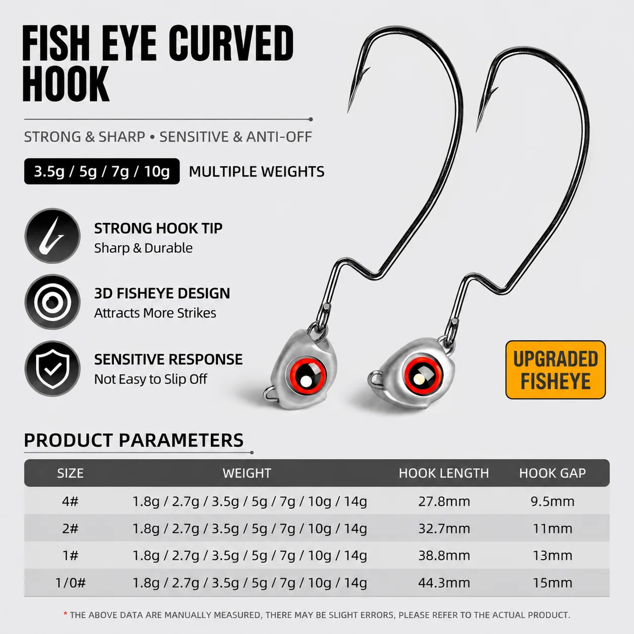 

AIGEMA Fish Eye Reinforced Jig Crank Hook Weedless Carolina Rig For Bass Mandarin Fish Outdoor Fishing Multiple Weights