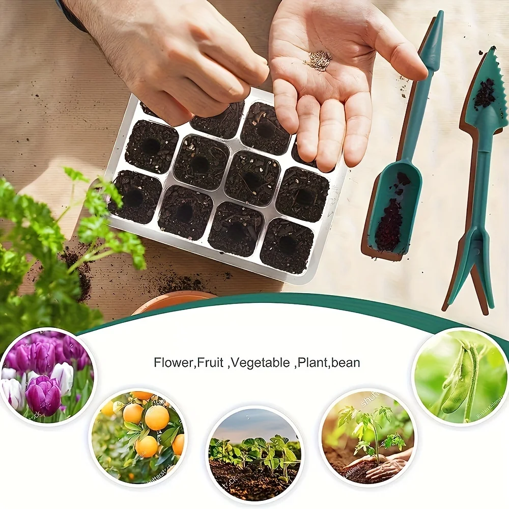 Hole 12 Cell Per Tray LED Grow Light Full Spectrum with Seedling Tray Plant Seed Starter Trays Home Greenhouse Growing Lamp