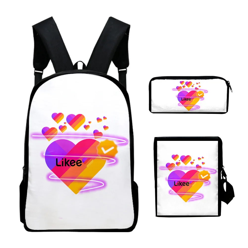 Classic Novelty Likee 3D Print 3pcs/Set pupil School Bags Laptop Daypack Backpack Inclined shoulder bag Pencil Case