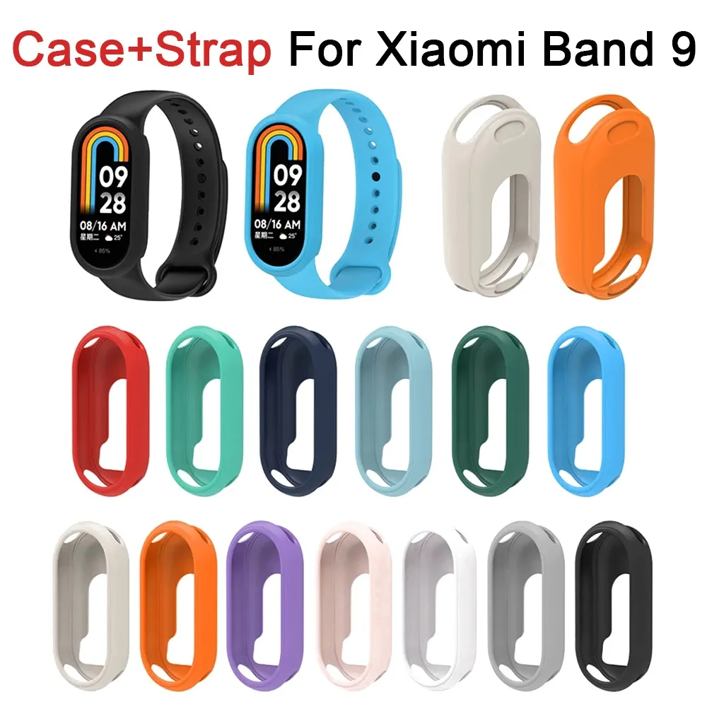 Силиконовый ремешок для Xiaomi Mi Band 9, спортивный защитный чехол, резиновый браслет, браслет для фитнеса, сменные аксессуары