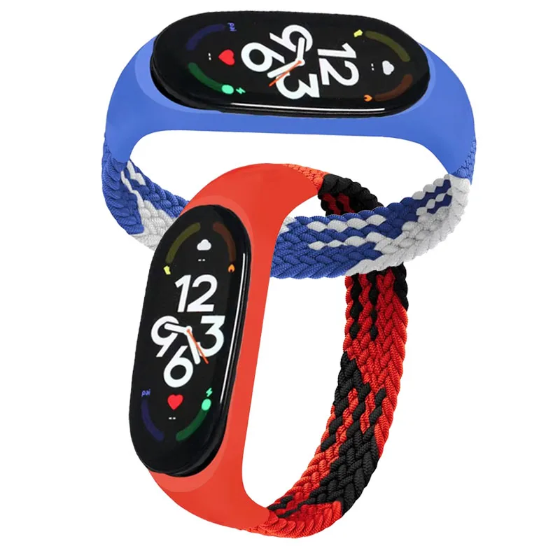 Bracelet for Mi band 7 6 NFC Strap Elastic Braided Solo Loop Nylon correa Mi band4 miband 5 Wristband for xiaomi Mi band 3 5 6 7