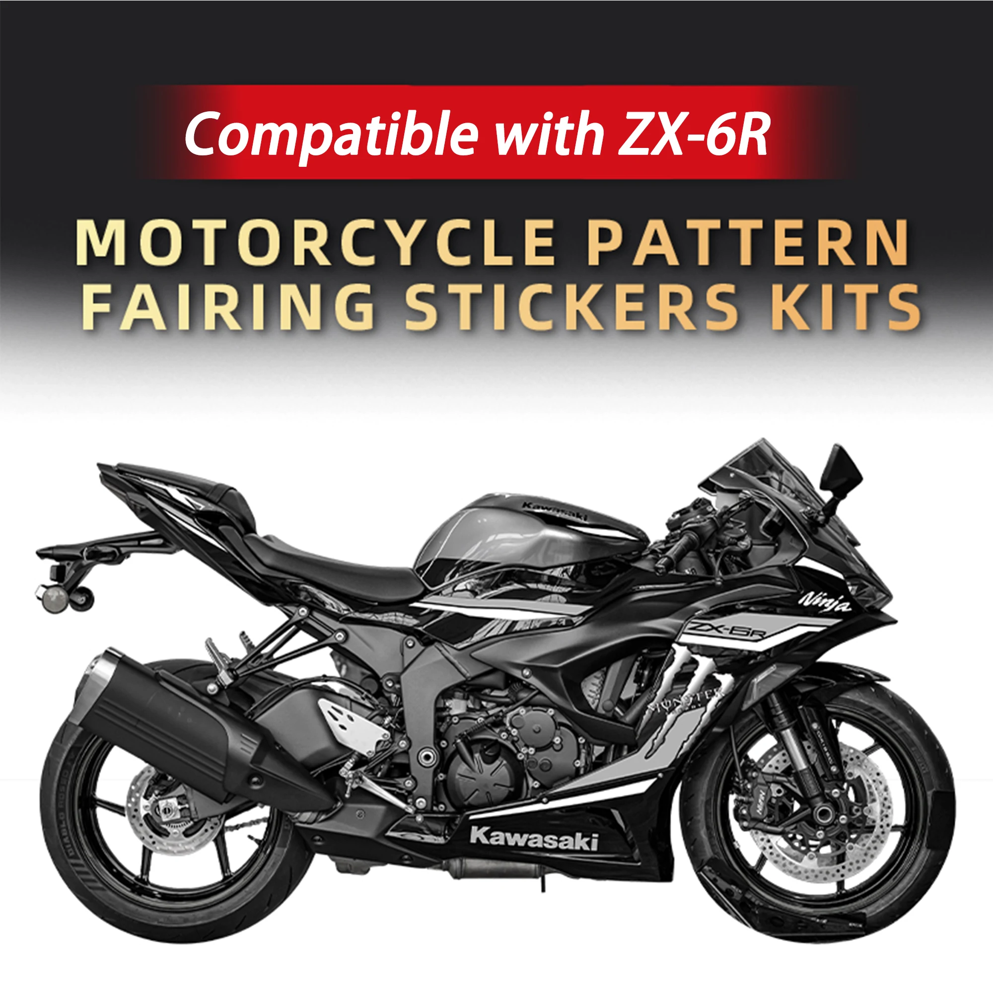 Compatible with Kawasaki 2024 2026 ZX6R Motorcycle Body Stickers Durable Anti-Fade Scratch Resistant Removable Moto Decoration