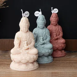3D Buddha Guanyin Statue Candle Decor Large Size Abstract Buddhist Portrait Plaster Candle Mould Handmade Resin Molds Ornament