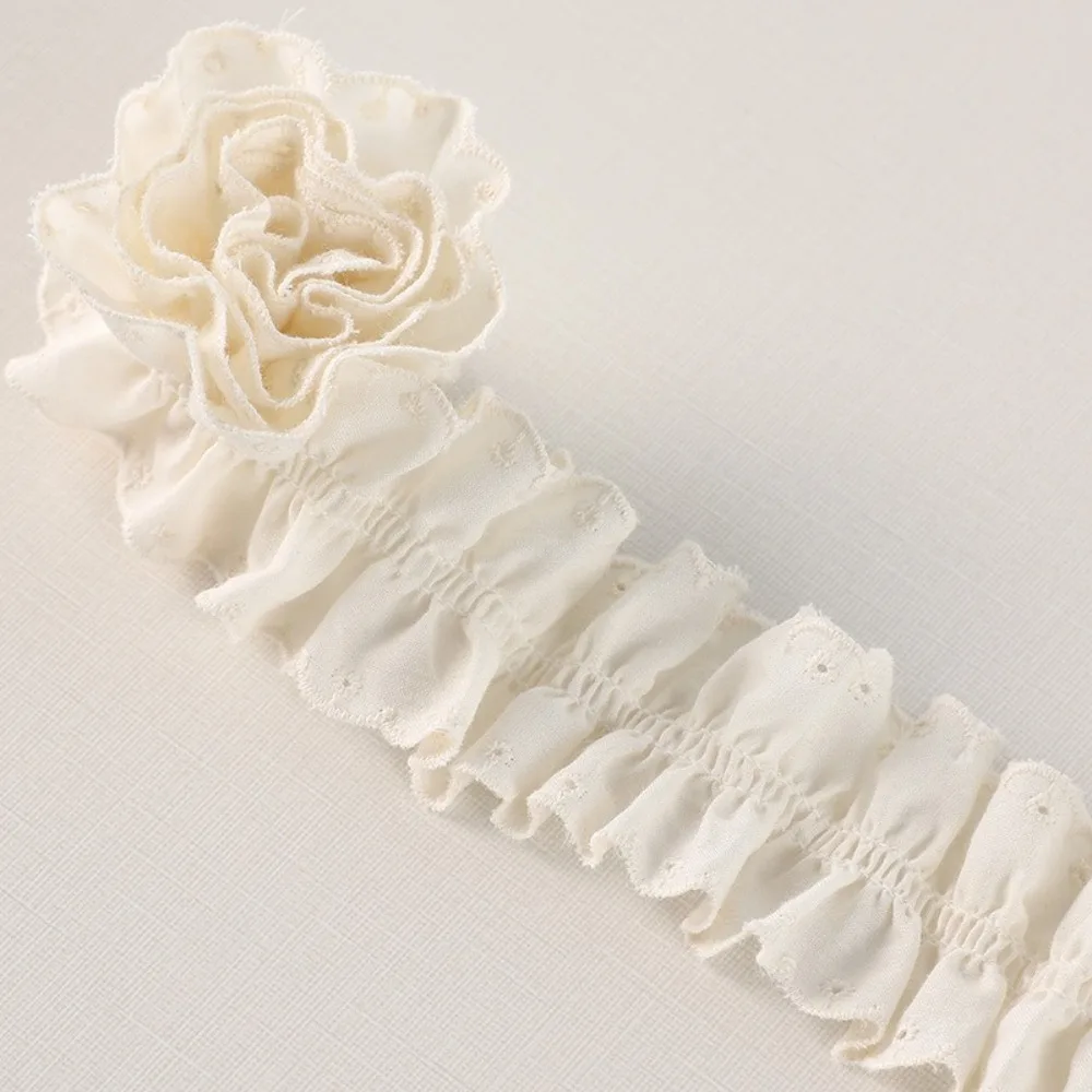 Sewing Supplies Cotton Lace Trim Pleated Design Embroidery Embroidery Ribbon Decorative Trim