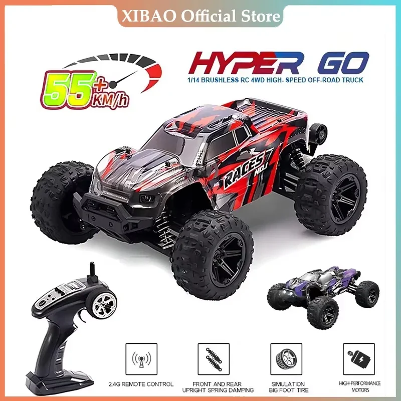 

HXRC 8609 8610 1:14 55 км/ч 4WD RC автомобиль со светодиодным пультом дистанционного управления, высокоскоростной дрифт-монстр-трак для детей vs Wltoys 144001 Toys