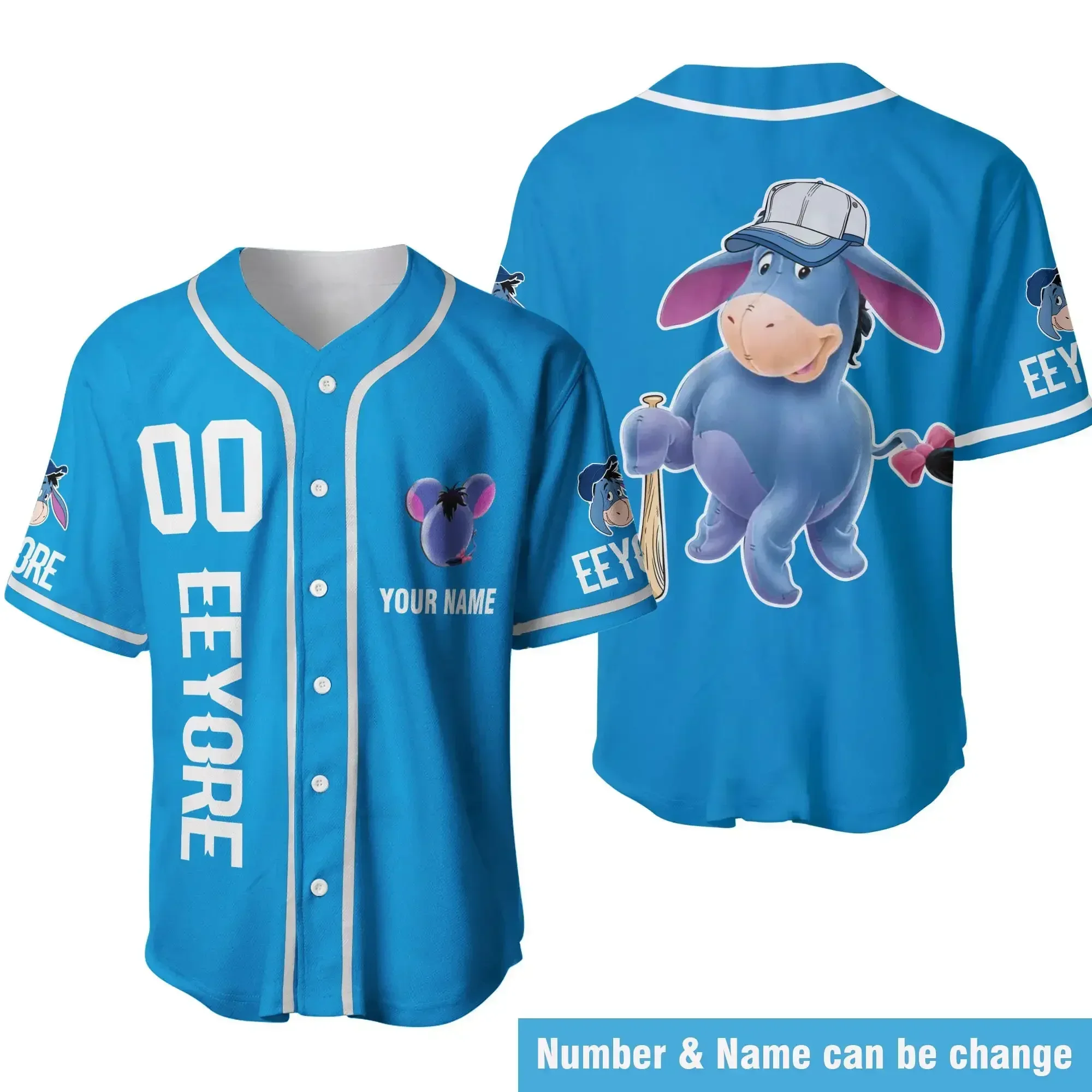 2024 Disney Genie Aladdin Baseball Jersey 3D Printing Casual Fashion Button Customized Baseball Suit Men's and Women's T-Shirt