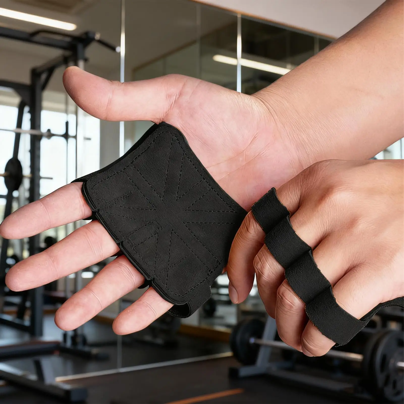 Fitness Finger Handschuhe Atmungsaktive Anti-rutsch Stoßdämpfung Hantel Leder Gewichtheben Training Pal Fitness Handschuhe