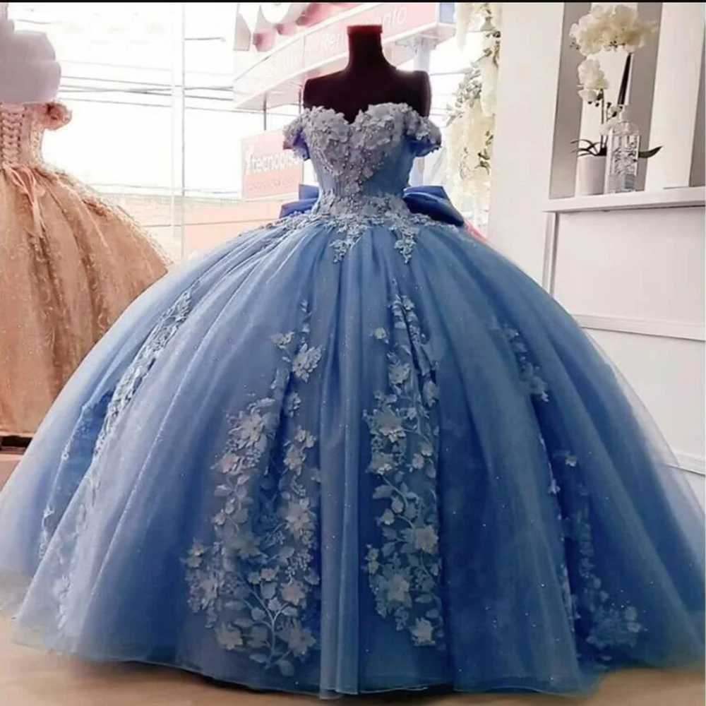 Disesuaikan renda applique manik-manik Quinceanera gaun manis bahu terbuka 15 16 gaun untuk wanita Prom gaun koktail gaun pesta