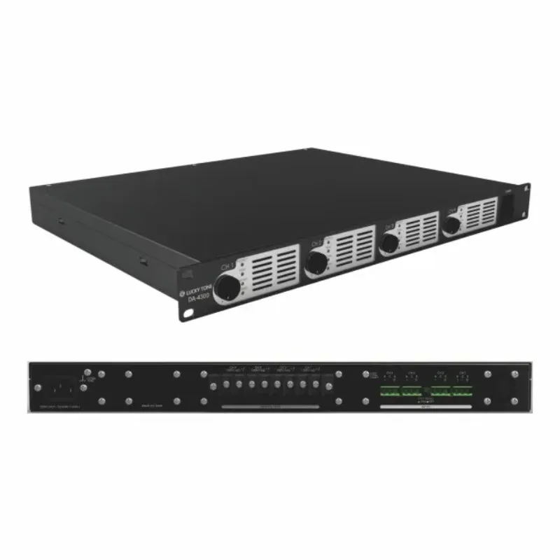 

DA-4300 Cost Effective 4 Channel 4x300W 1U Class D Power Amplifier with Phoenix Inputs for Various Voice and BGM Applications
