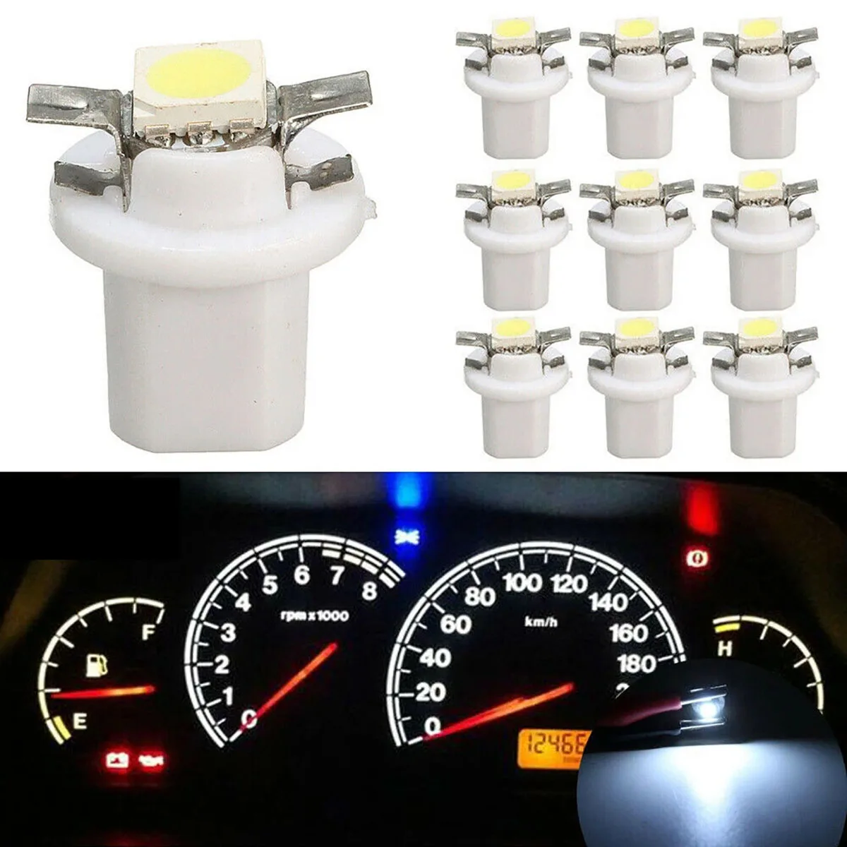 

1/5/10/20/50 шт. T5 B8.5D 5050 белый светодиодный приборная панель автомобиля приборный датчик внутреннего освещения лампы аксессуар детали автомобильного освещения