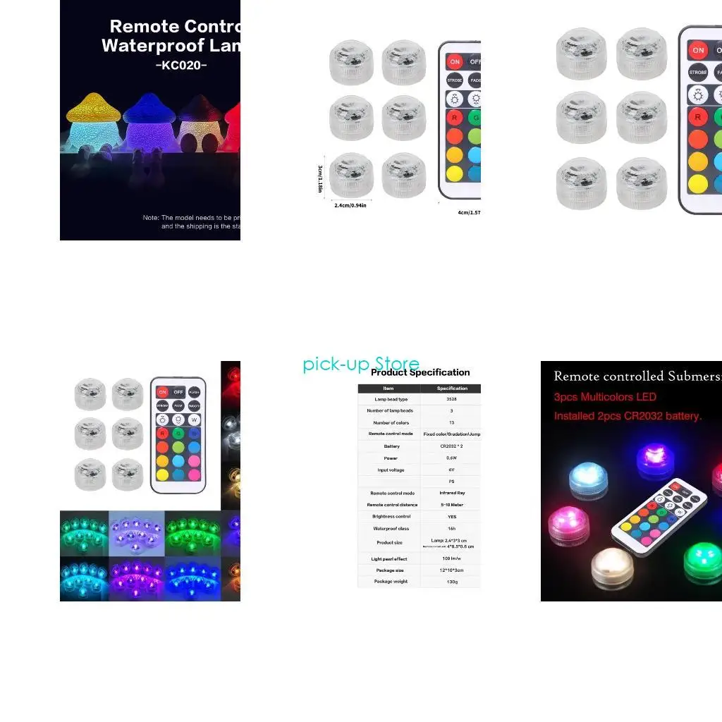 

Q5WA 3D Printing Color LED Night Light With Remote Control 6 Waterproof Lamps Set