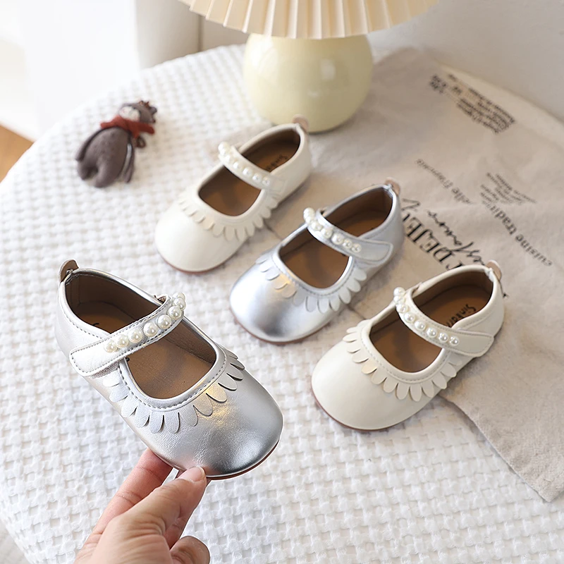 

Детские кожаные туфли с круглым носком, однотонные, повседневные, легкие, нескользящие, для комфортной ежедневной носки