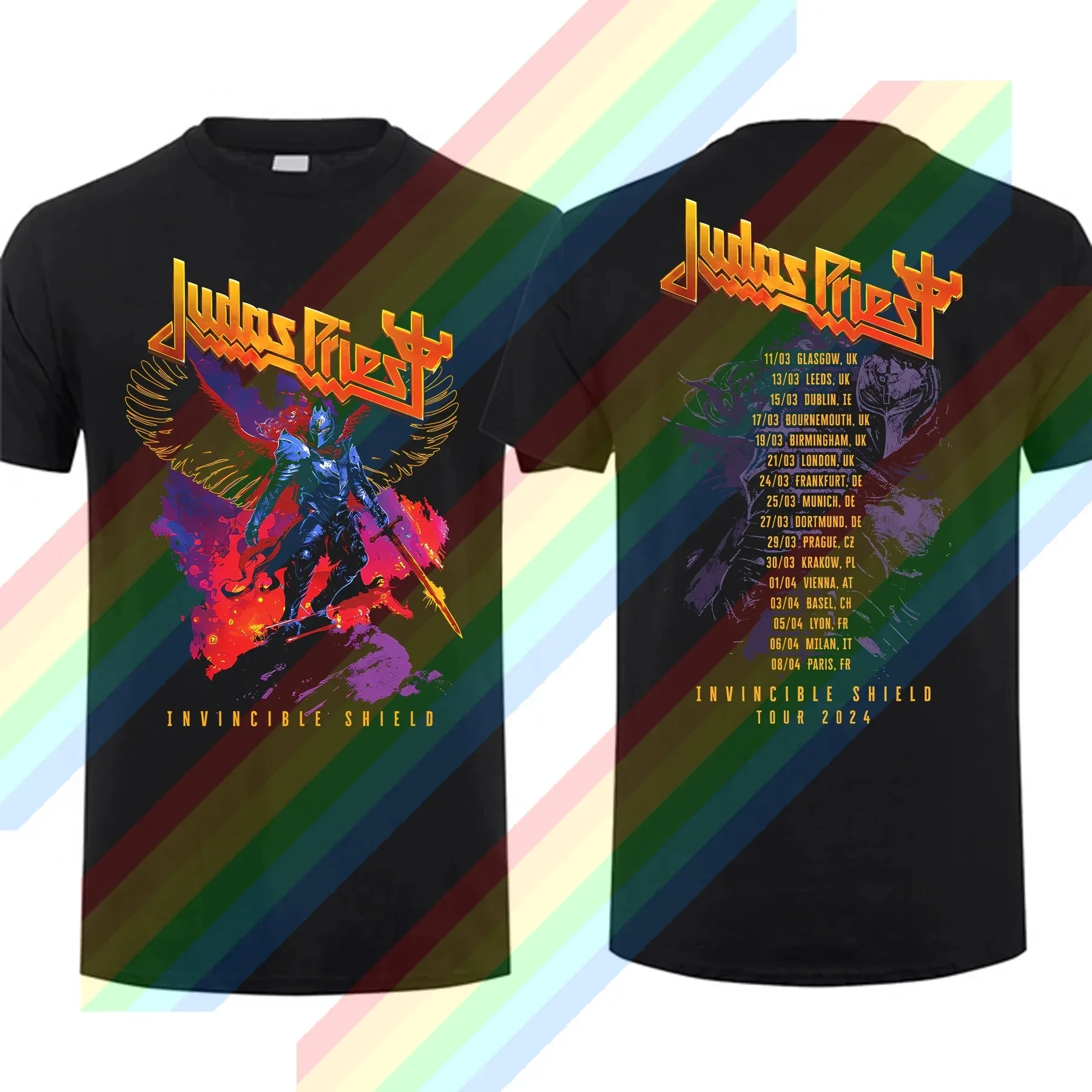 2024 New Men Summer T Shirt Judas Priest The Invincible Shield Winged Man Tour 2024 Tour T-shirt Short Sleeves 100% Cotton S-3XL