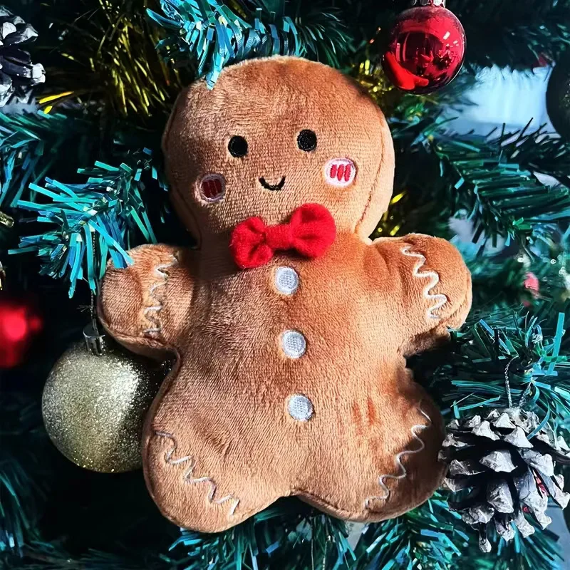 17 سنتيمتر رجل الزنجبيل لطيف ألعاب من نسيج مخملي وسادة شجرة عيد الميلاد ديكور عيد الميلاد قلادة قطرة الحلي هدايا عيد الميلاد للأطفال الأطفال