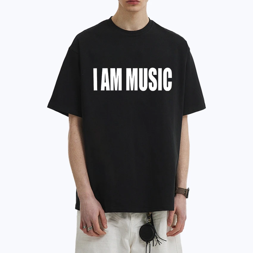 

I AM MUSIC 2025 Hot Rap Album Logo Graphic 100% Cotton short sleeve t-shirts Hip Hop Summer Men Women Oversized Unisex T shirt