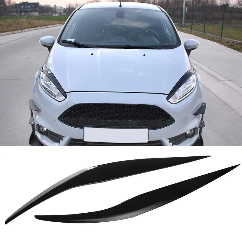 

1 Pair for Ford Fiesta MK7 MK7.5 2013-2017 Glossy Black Car Front Headlight Lamp Eyebrow Head Light Cover